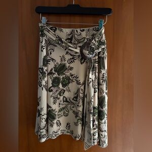 RW&CO. Cream Maxi Wrap Skirt with Green and Brown Paisley